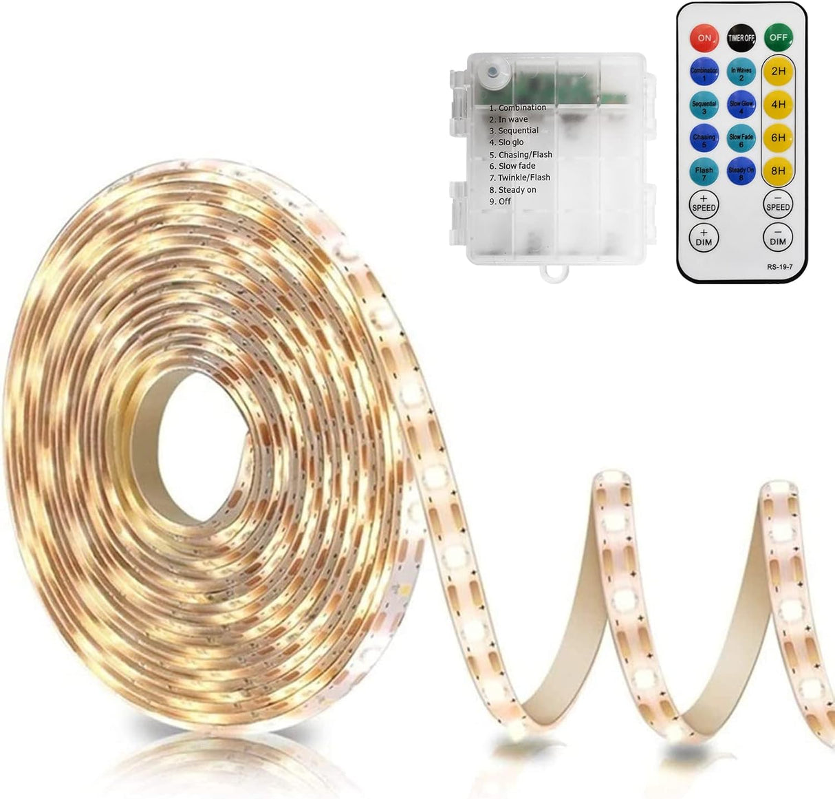 echosari 16.5ft Battery LED Strip Lights Warm White
