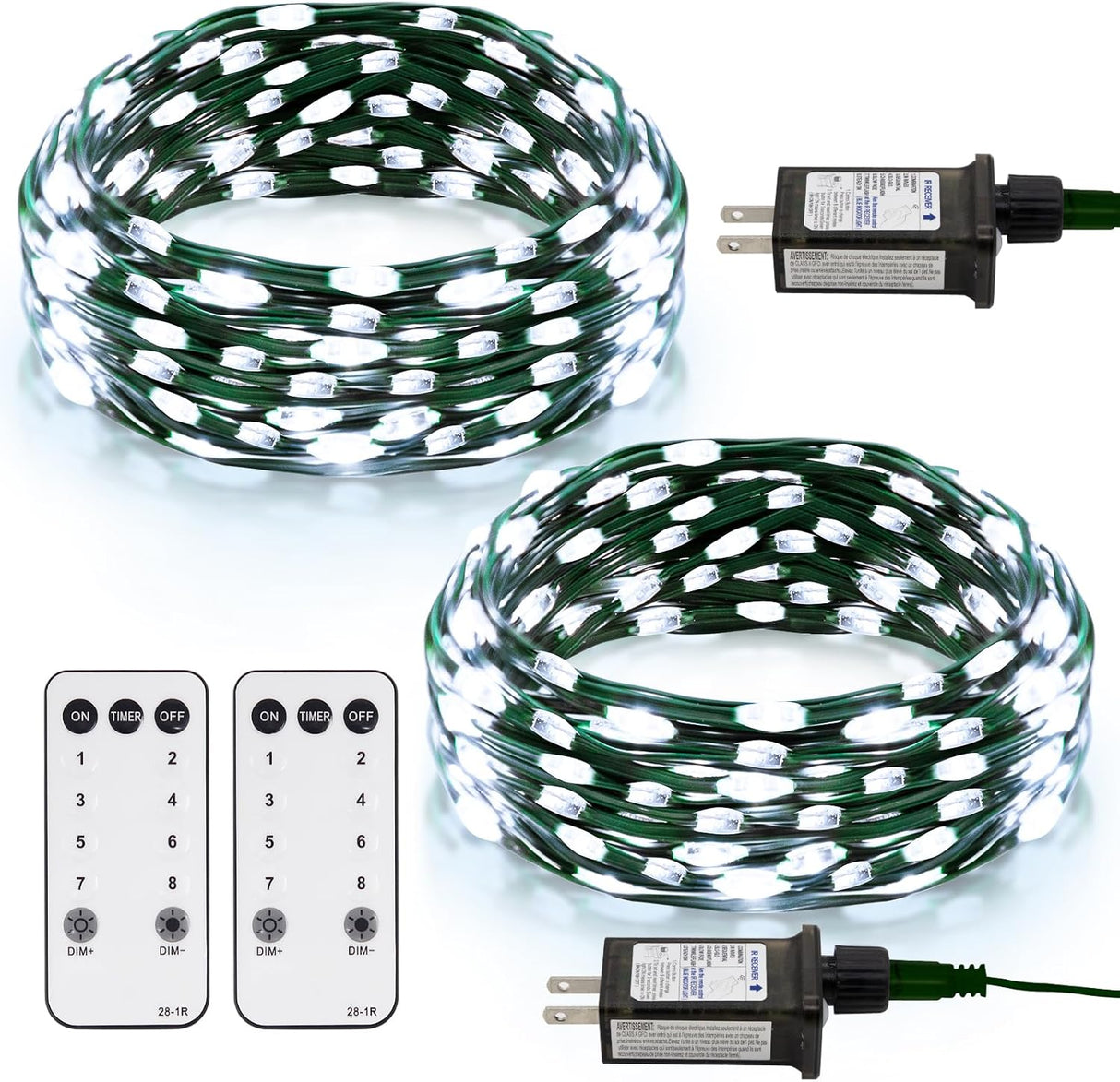 echosari 2 Pack Fairy String Lights Plug in(Cool White)