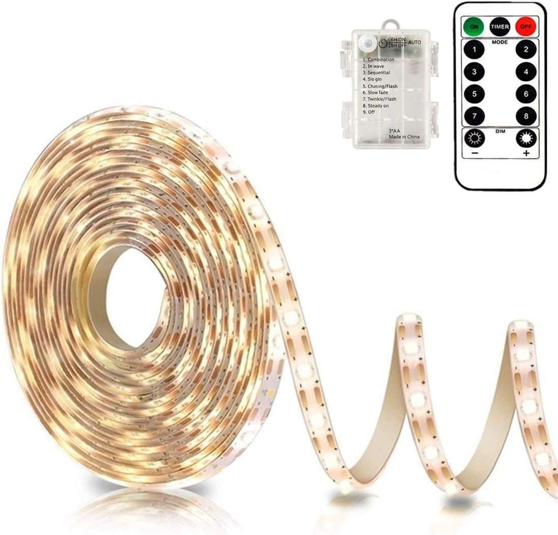 echosari Battery Powered Led Strip Lights 9.8ft 90Led(Warm White)