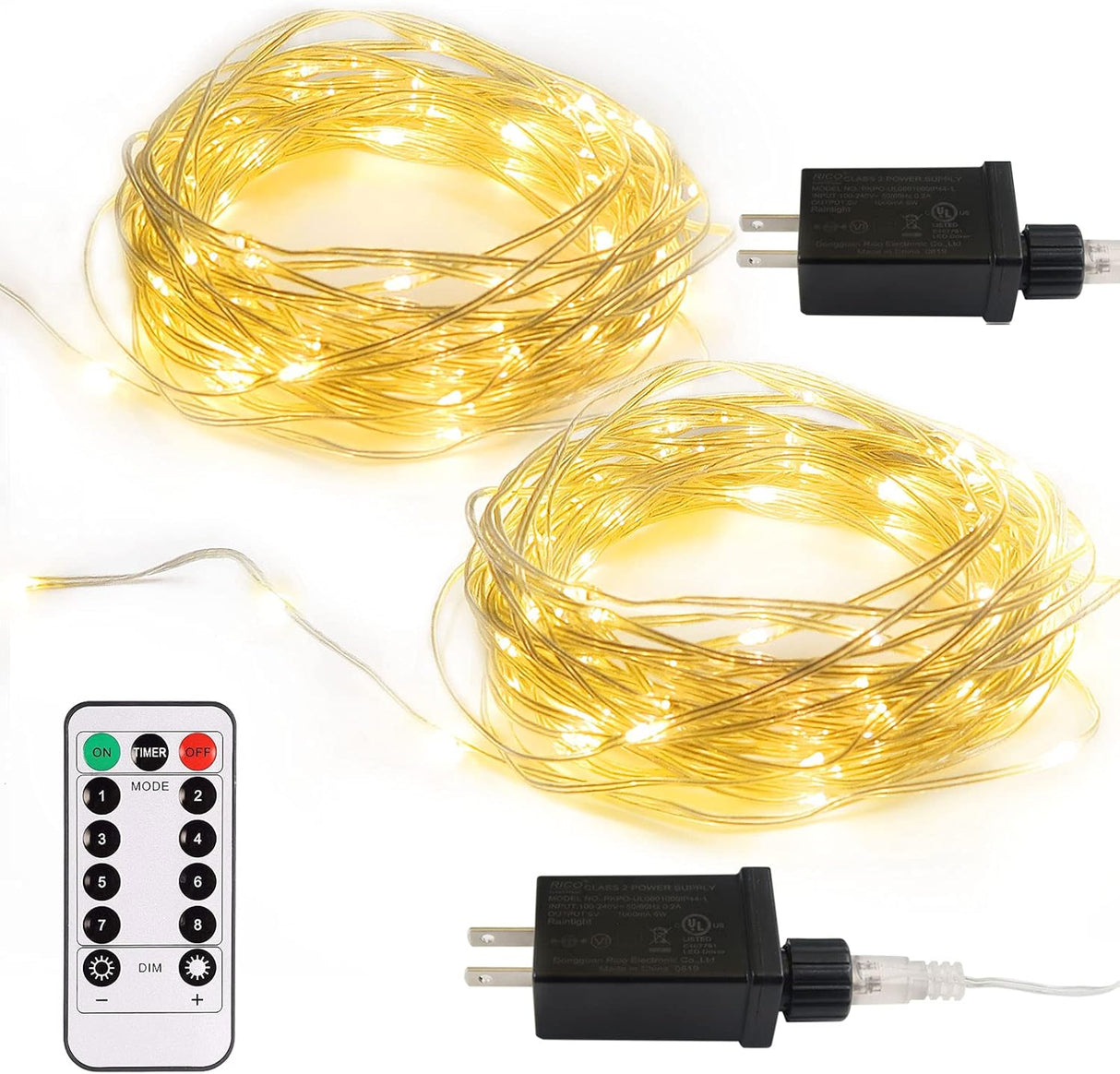 echosari 2 Pack Fairy String Lights Plug in