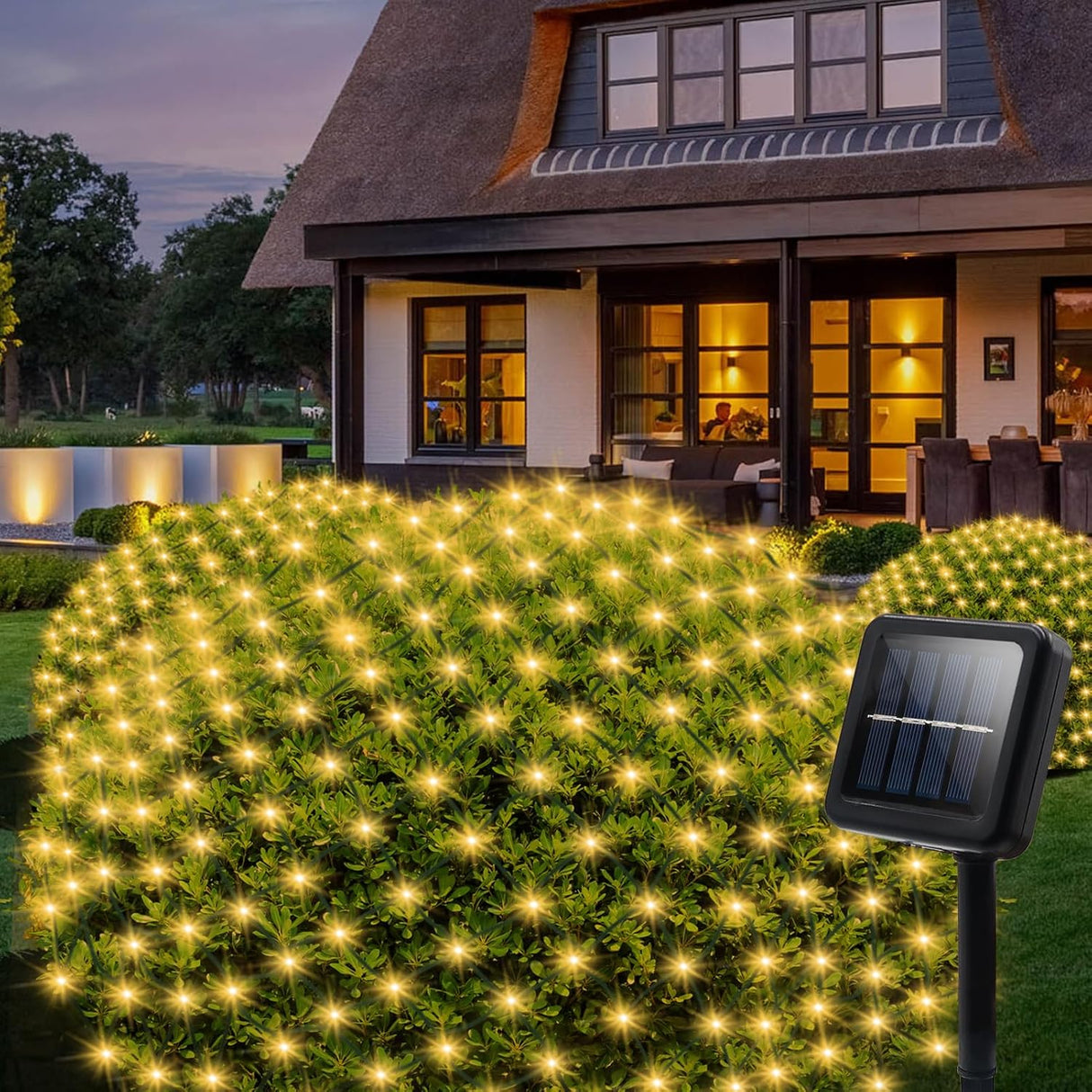 echosari 100 LED 5Ft x 5Ft Solar Net Lights(Warm White)