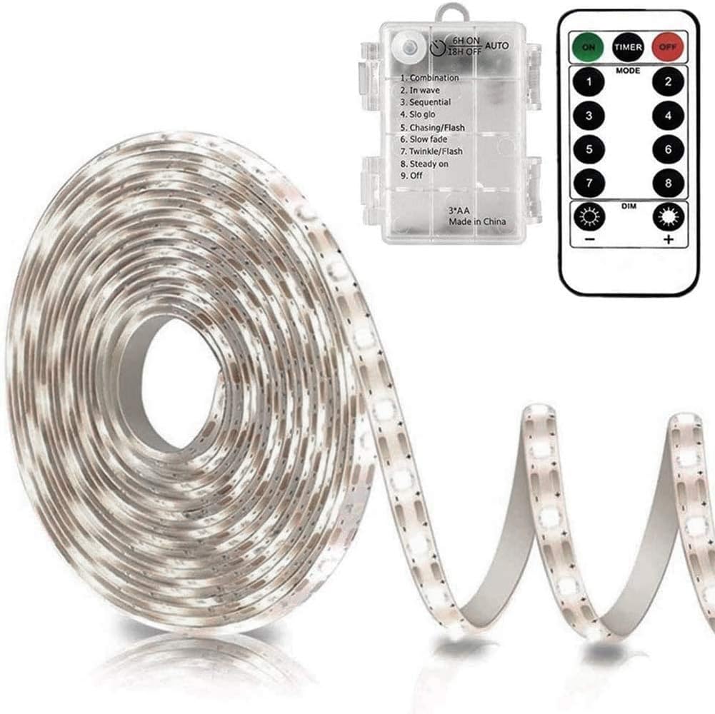 echosari Battery Powered Led Strip Lights 9.8ft 90Led(Cool White)