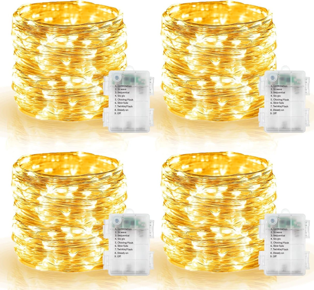 echosari 4 Pack Battery Operated Fairy Lights (Warm White)