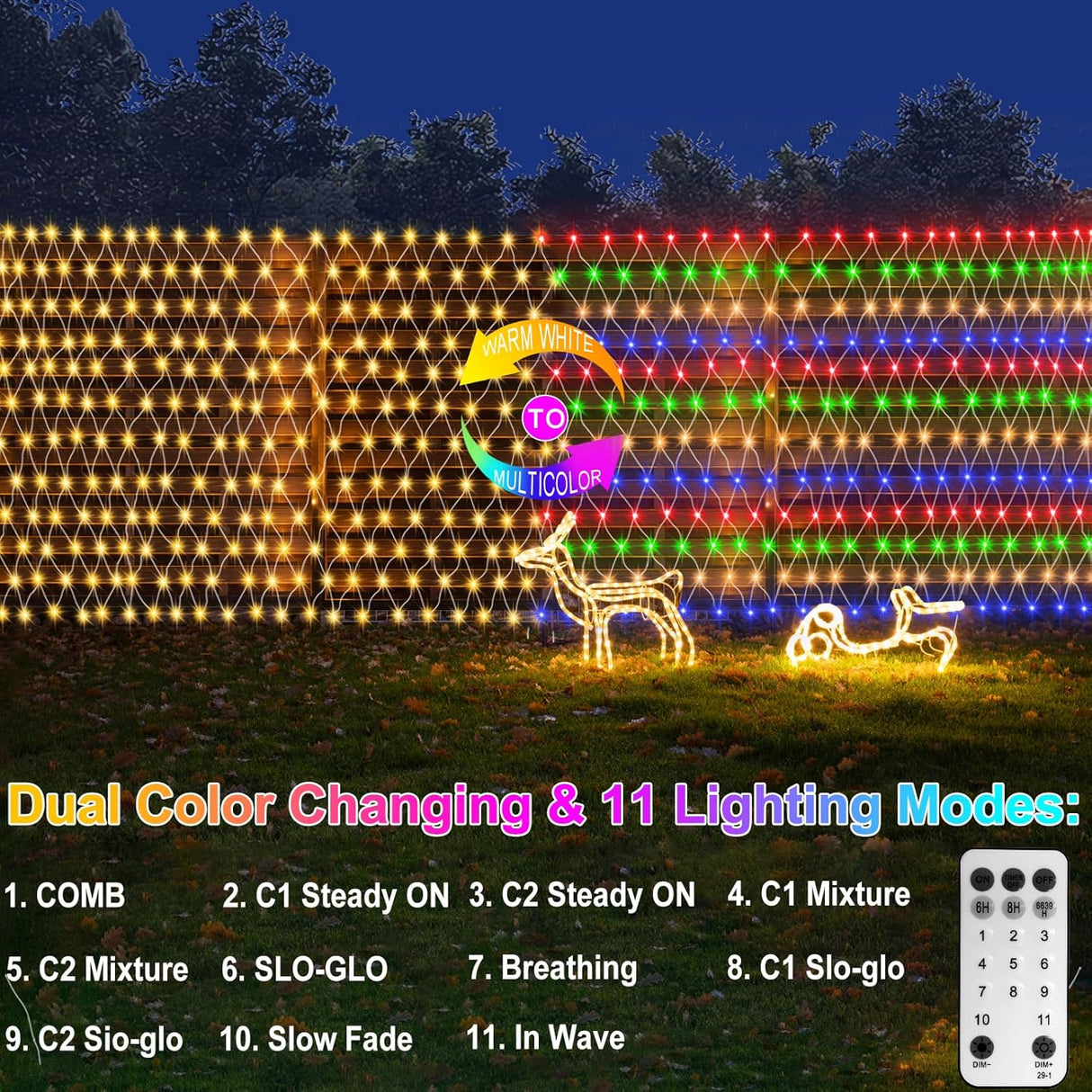 echosari Dual Color Changing Large Mesh Lights