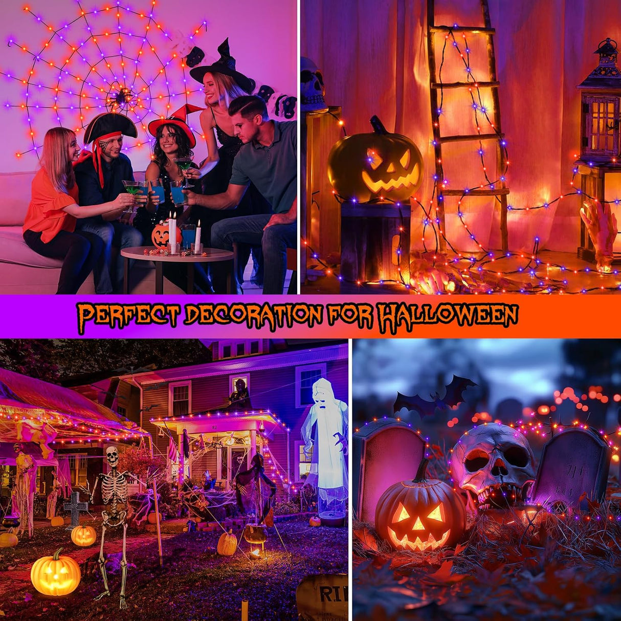 echosari 2 Pack Halloween String Lights