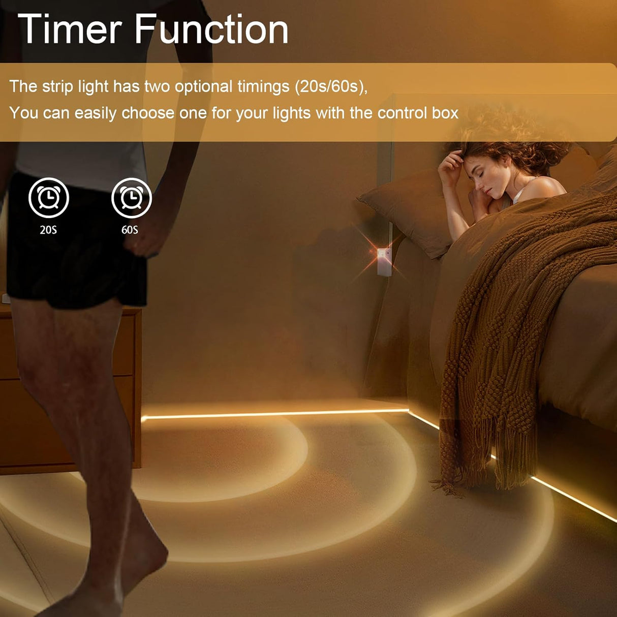 echosari Battery Operated Motion Sensor Cabinet Strip Lights(Warm White)