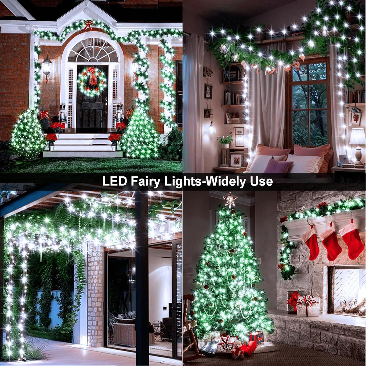 echosari 2 Pack Fairy String Lights Plug in(Cool White)