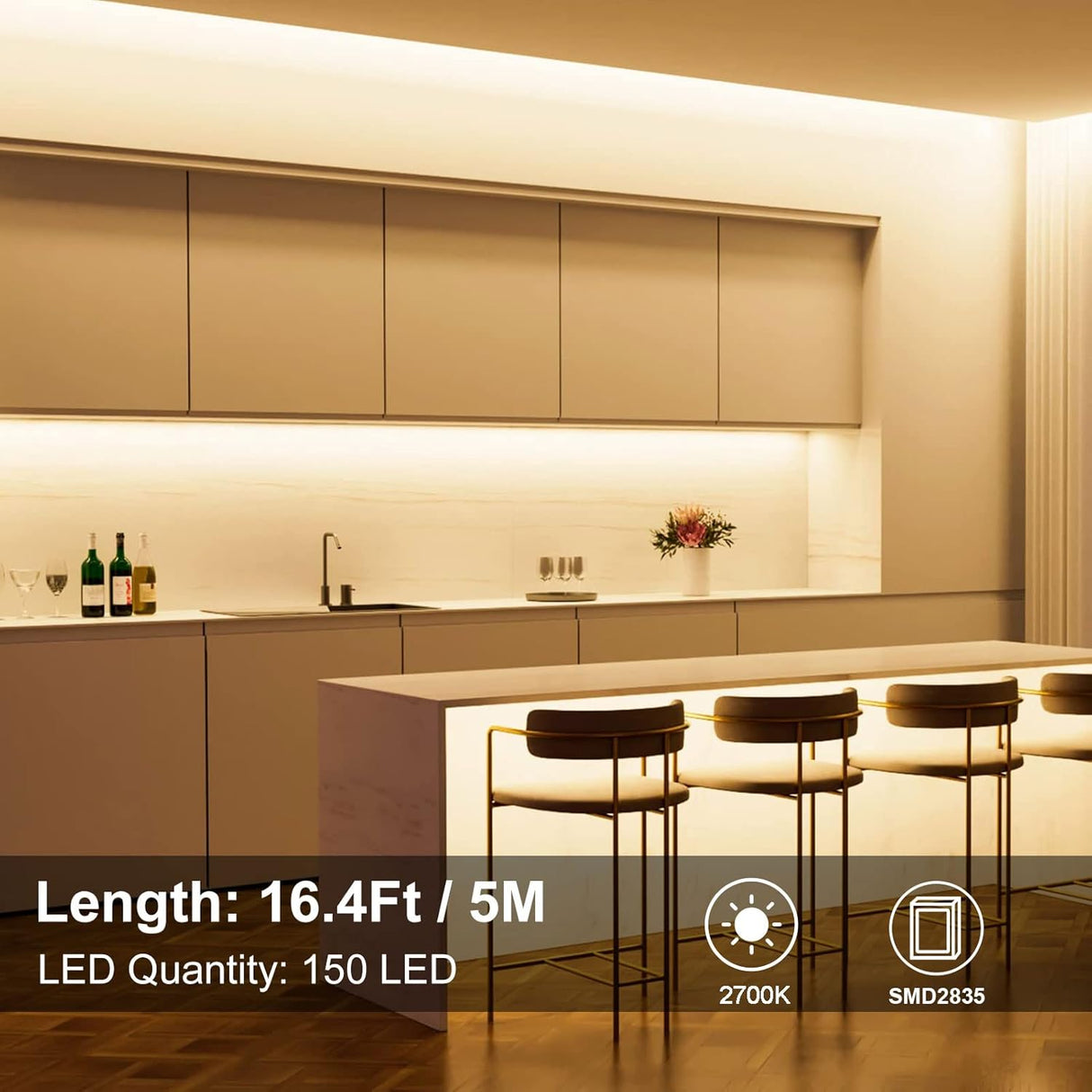 echosari 16.5ft Battery LED Strip Lights Warm White