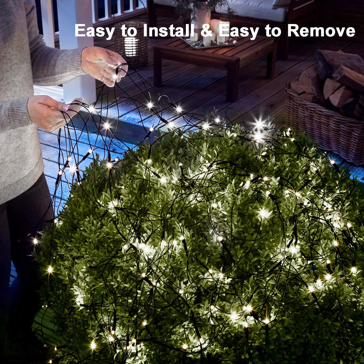 echosari 200 LED 9.8Ft x 6.6Ft  Solar Powered Net Lights(Cool White)