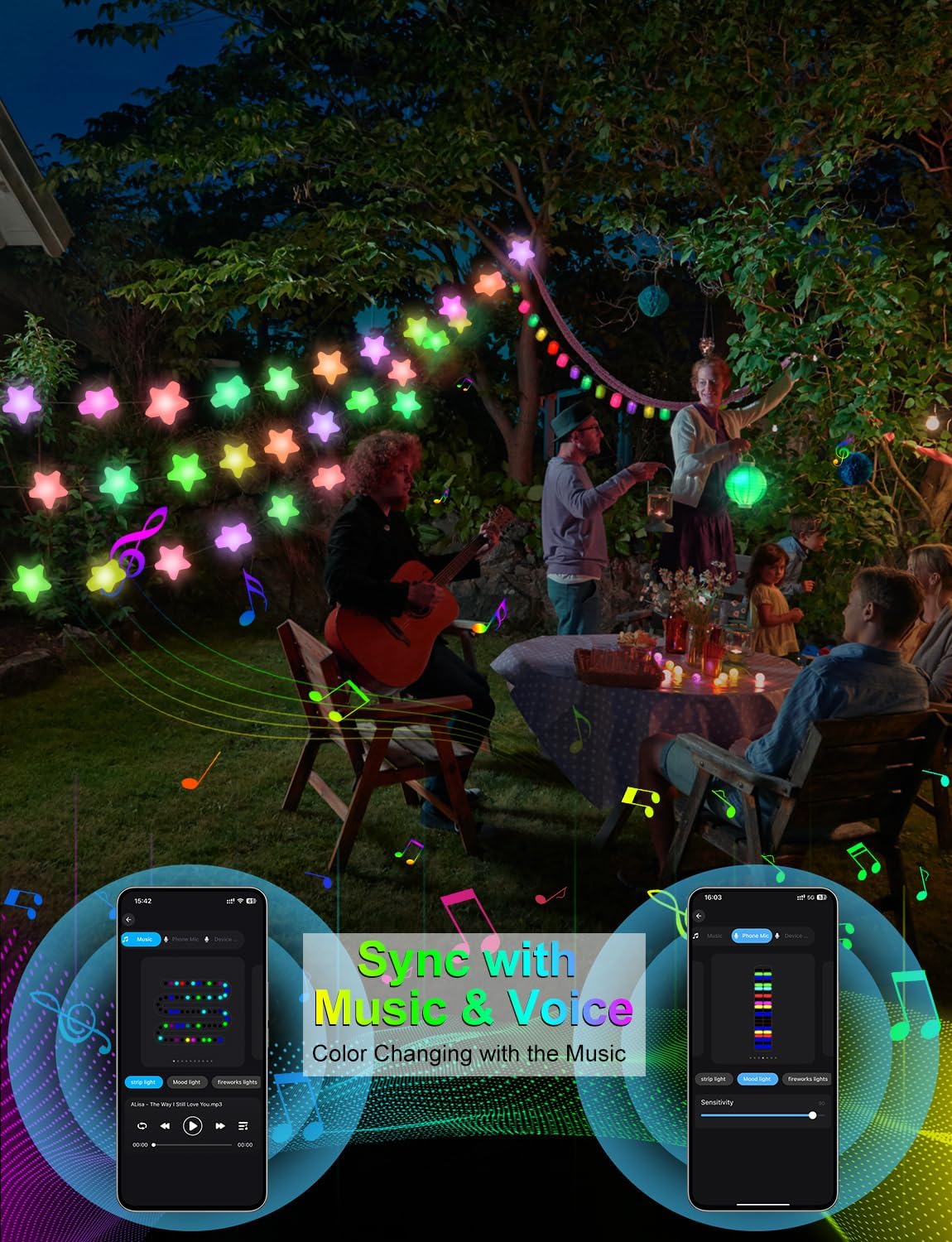 echosari Smart Star String Lights