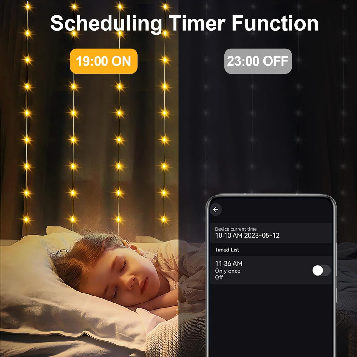 echosari Smart RGB Curtain Lights with Music Sync App