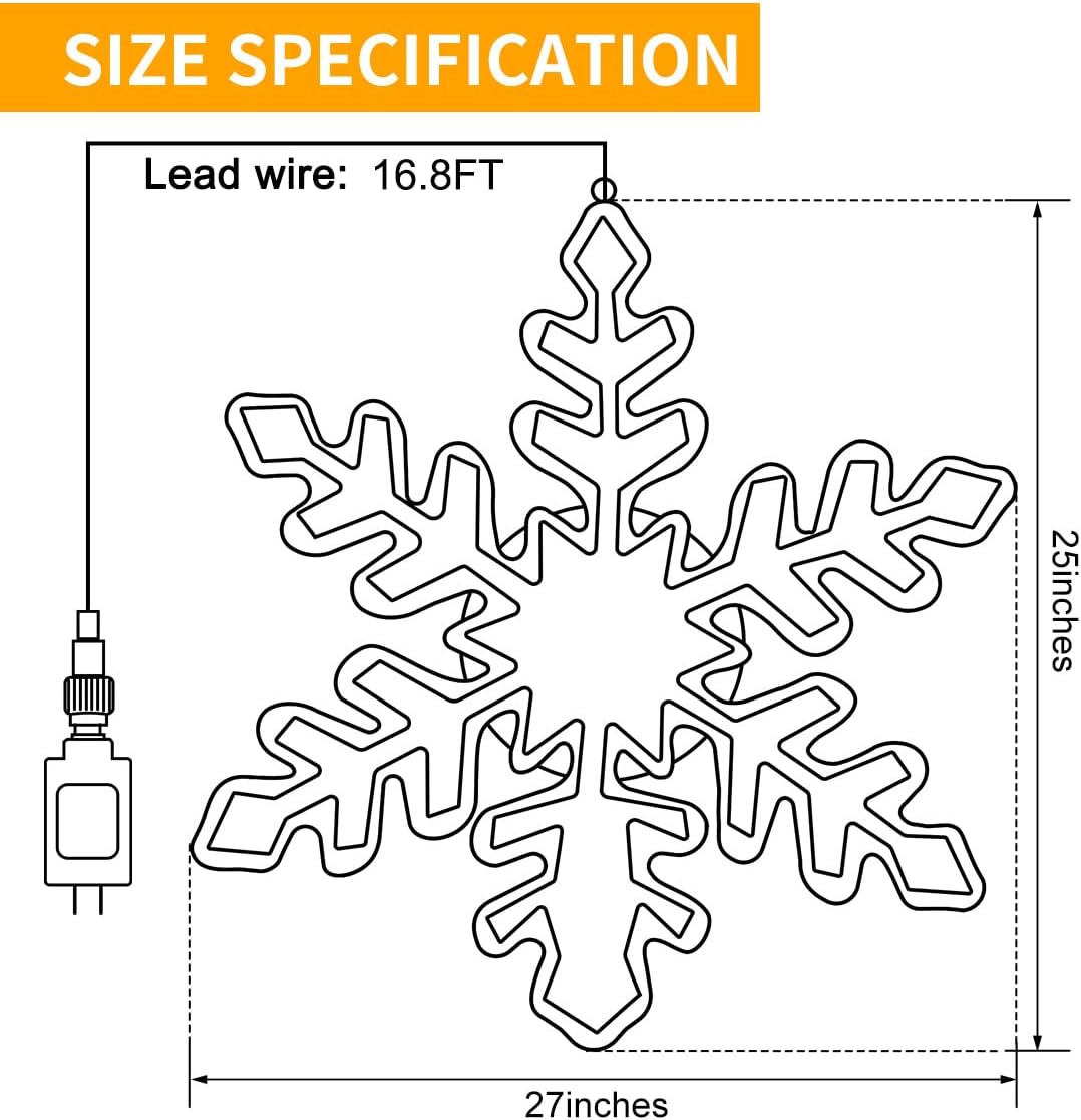 echosari 27" Christmas Big Snowflake Lights(Cool White)