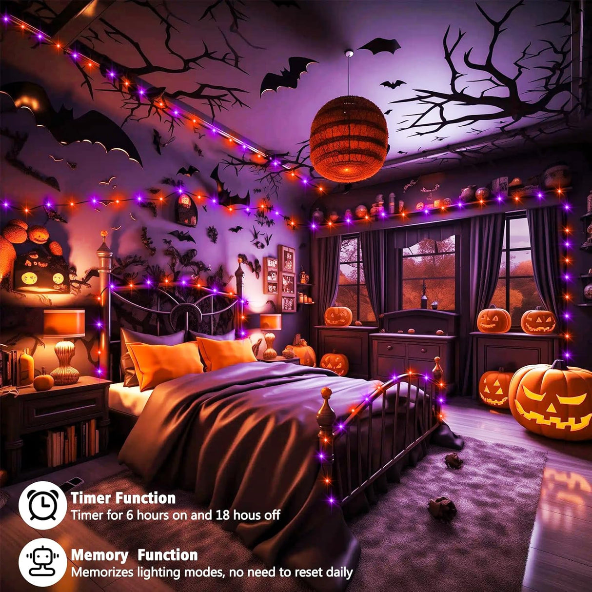 echosari 2 Pack Halloween String Lights