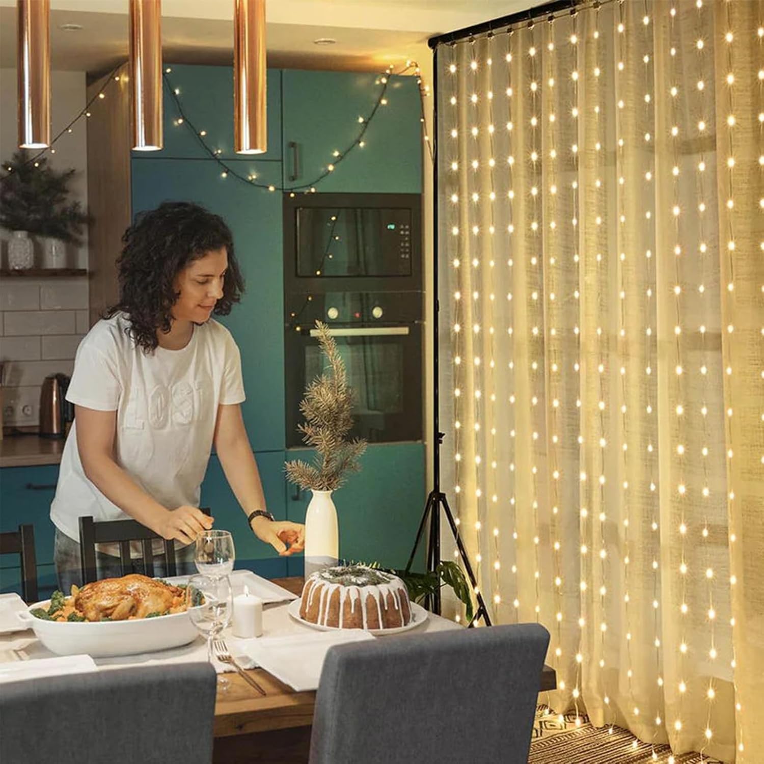 echosari Smart Curtain Lights 6.6ft x 9.8ft 300 LED