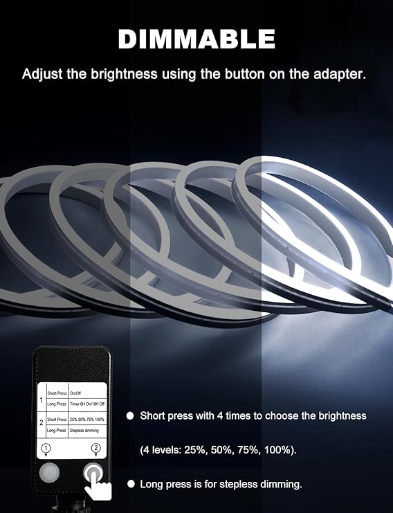 echosari Cool White Neon Rope Lights