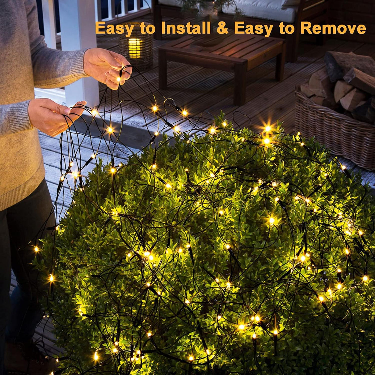 echosari Solar Powered Net Lights 200 LED 9.8Ft x 6.6Ft(Warm White)