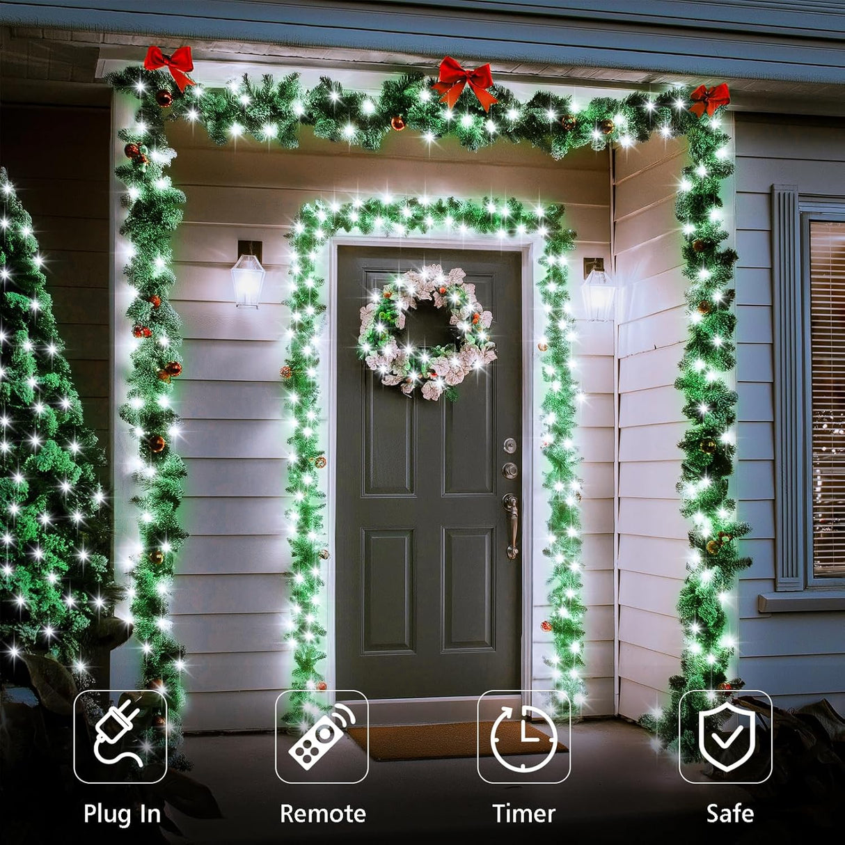 echosari 2 Pack Fairy String Lights Plug in(Cool White)