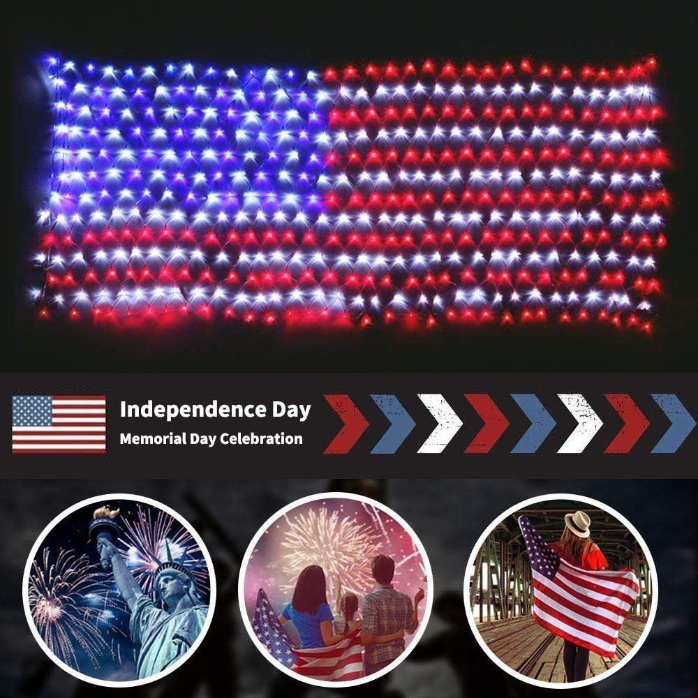 echosari Solar American Flag Lights Outdoor