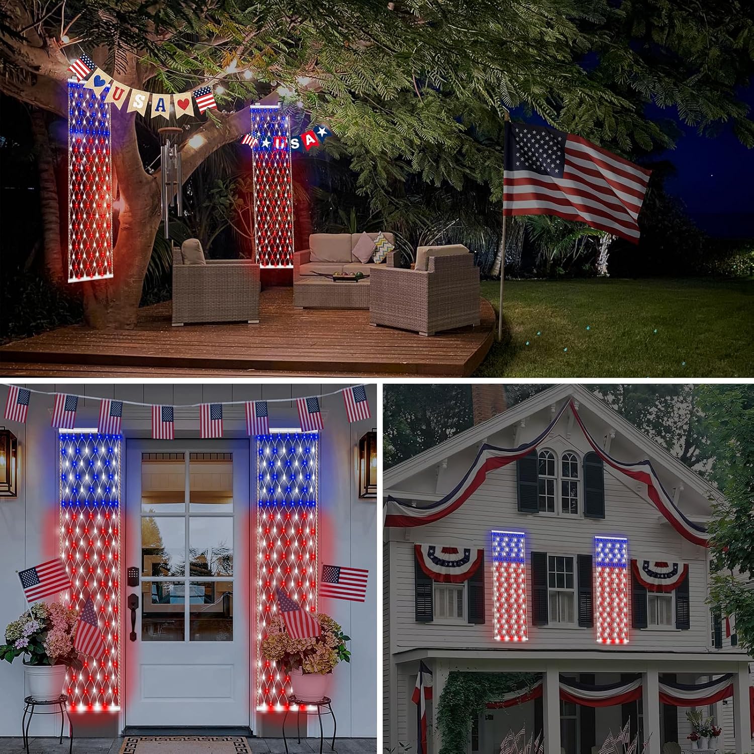 echosari Plug in American Flag Lights