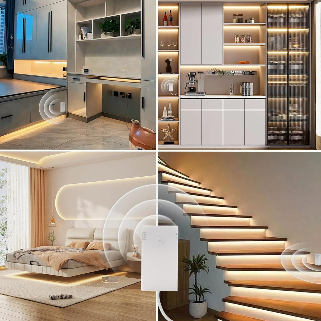 echosari Battery Operated Motion Sensor Cabinet Strip Lights(Warm White)