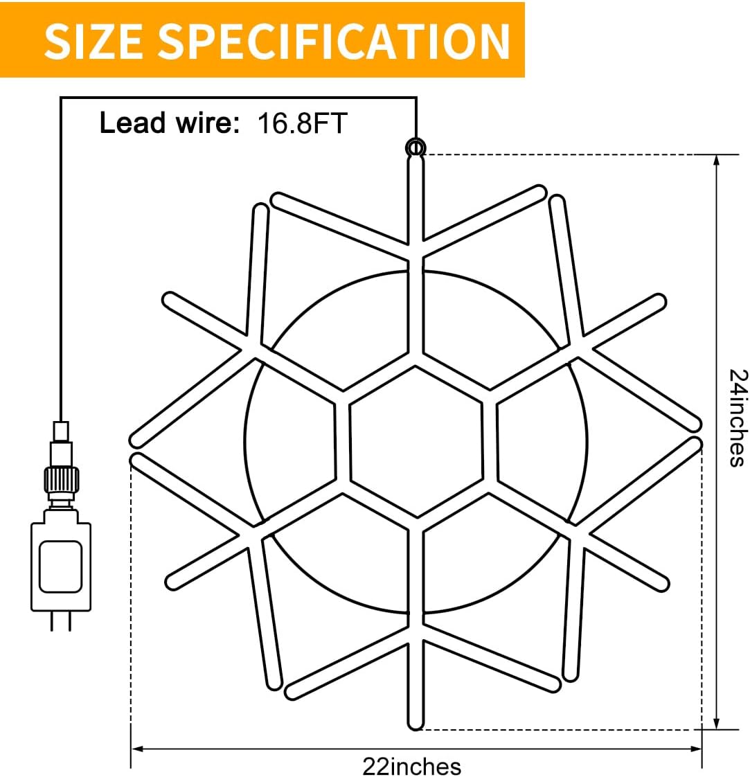 echosari 24-inch LED Christmas Snowflake Window Lights