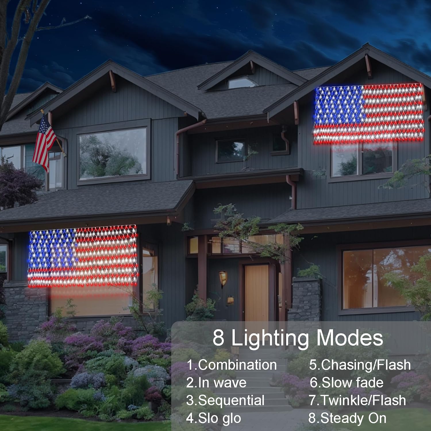 echosari Solar American Flag Lights Outdoor