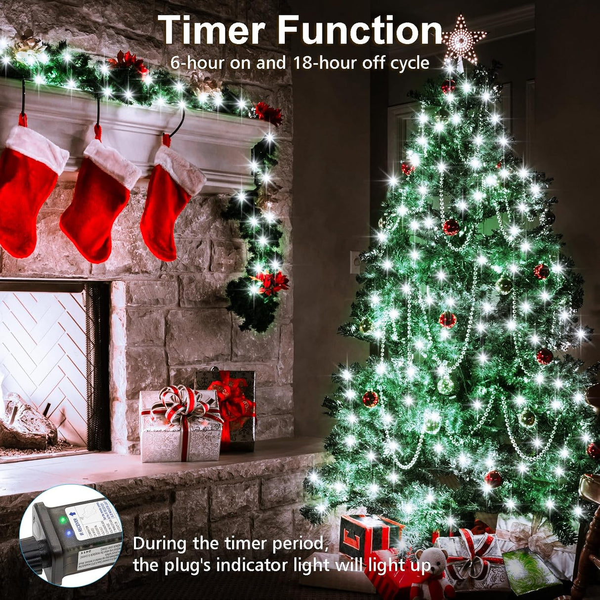 echosari 2 Pack Fairy String Lights Plug in(Cool White)