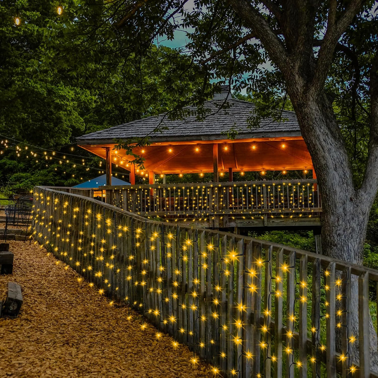 echosari 19.6ft x 3.3ft 300 LED Solar Curtain Lights(Warm White)