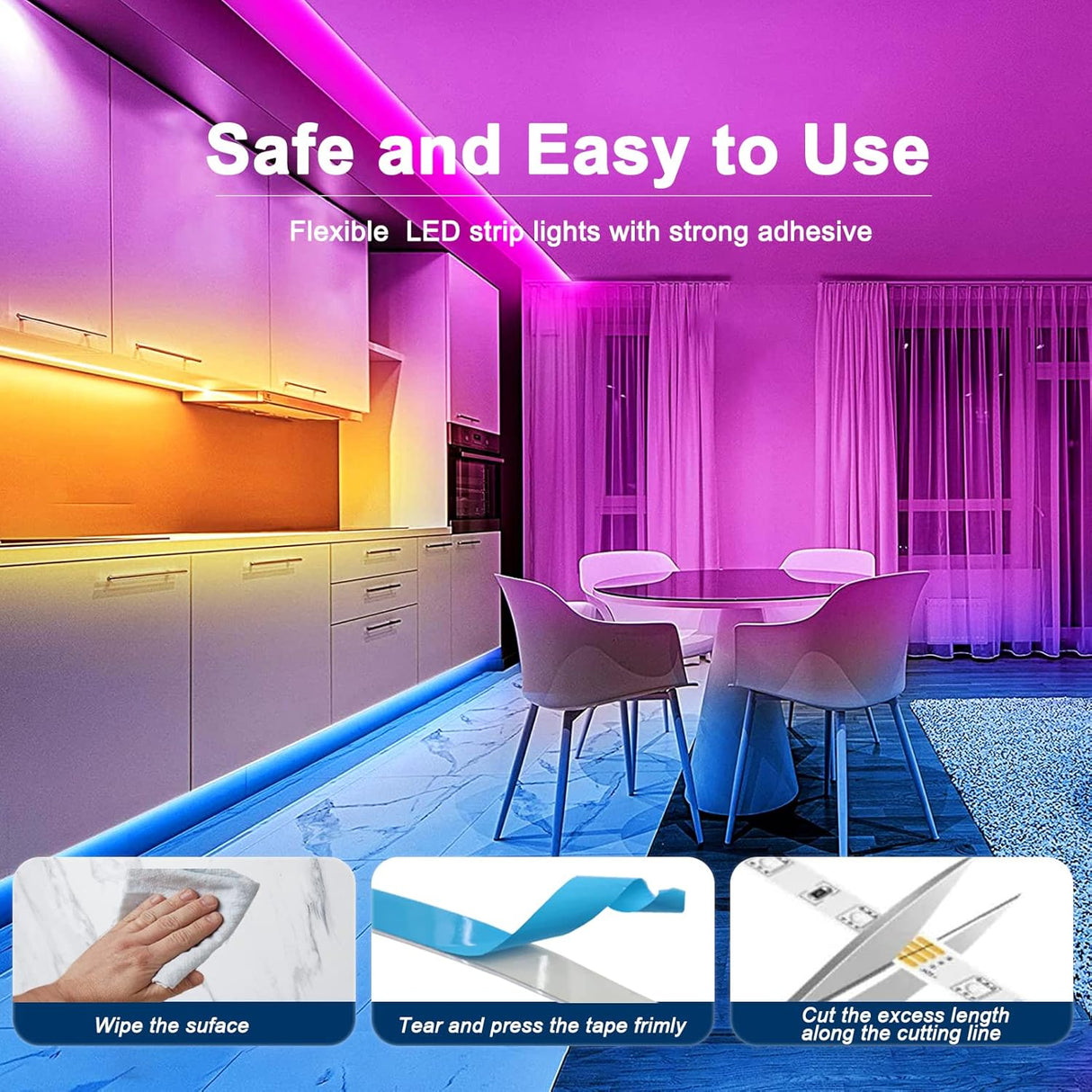 echosari RGB Battery LED Strip Lights