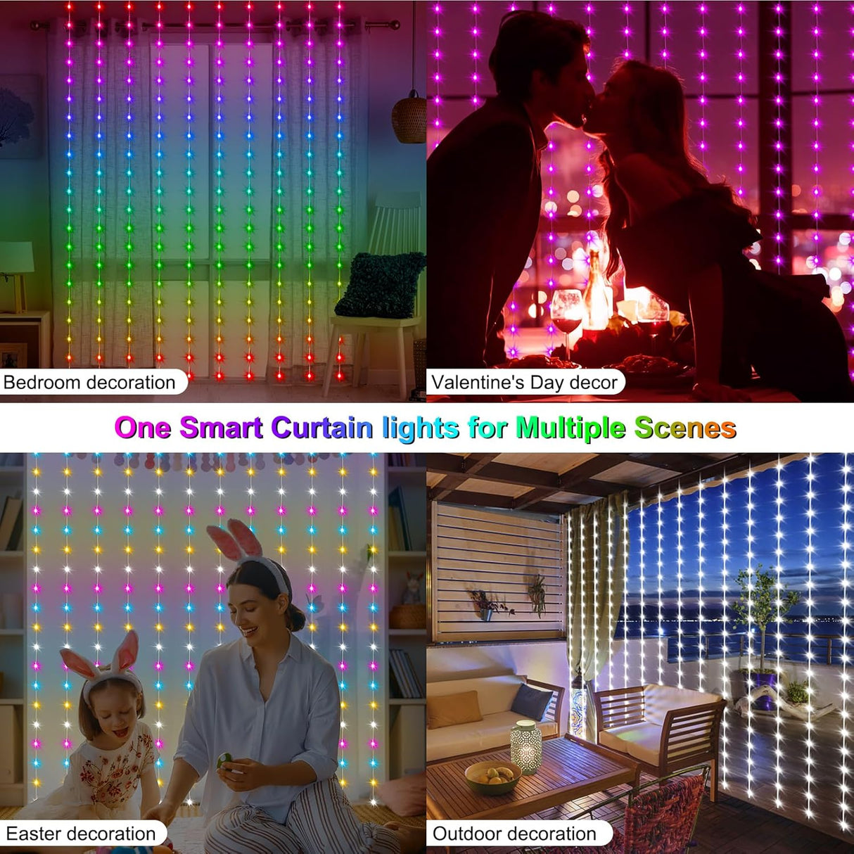 echosari Smart Curtain Lights 6.6ft x 9.8ft 300 LED
