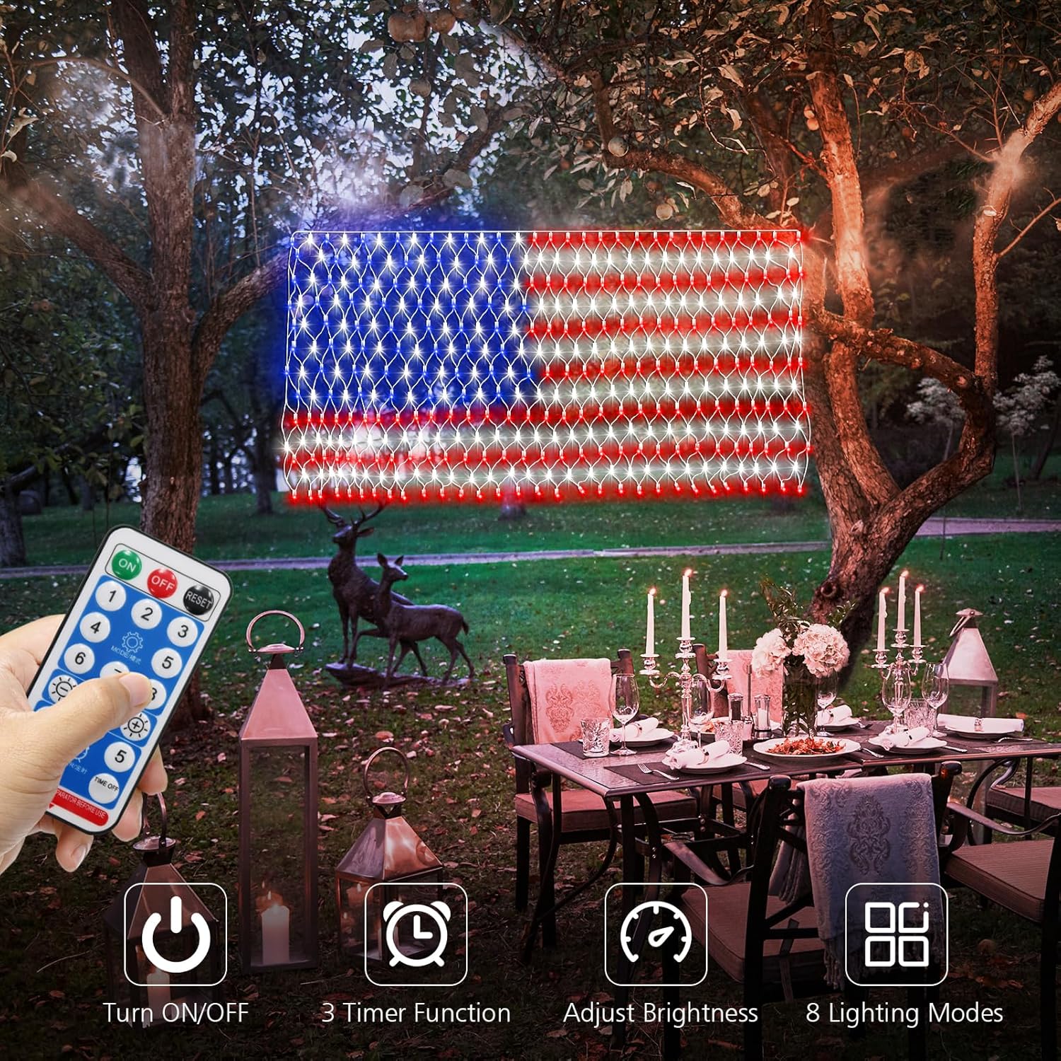 echosari Solar American Flag Lights Outdoor