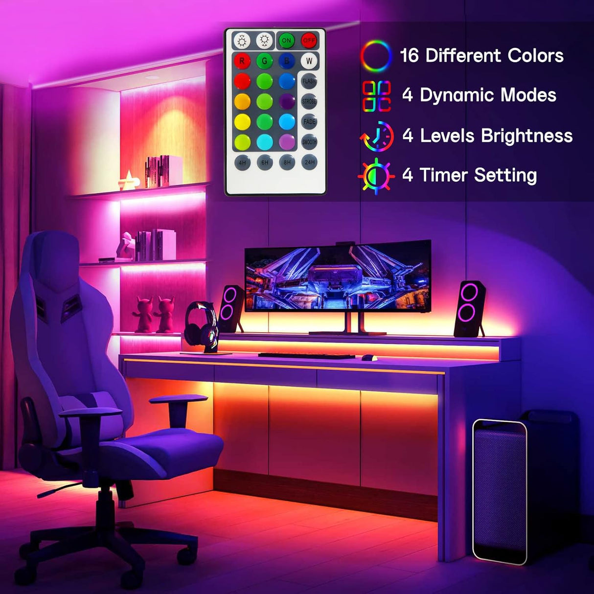 echosari RGB Battery LED Strip Lights