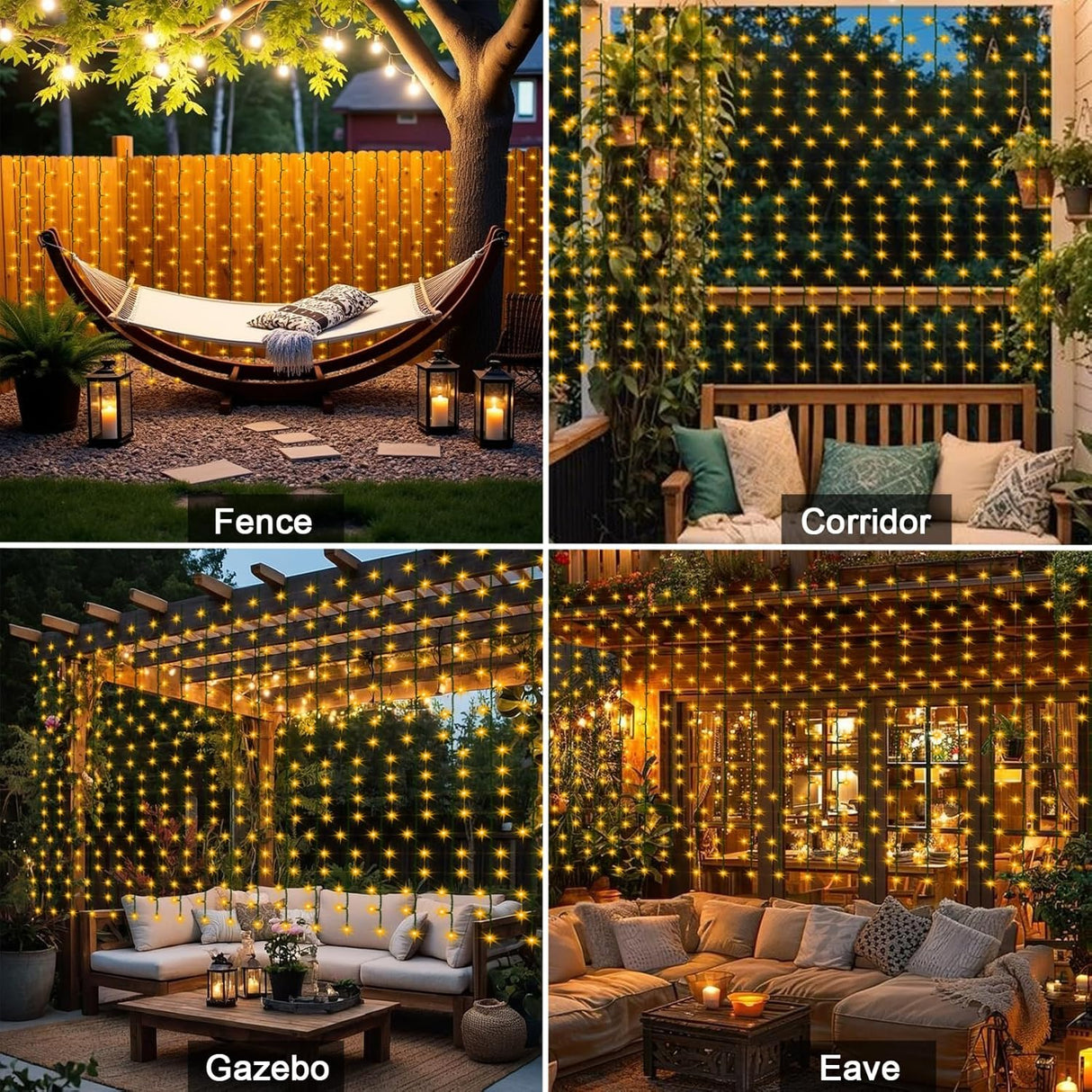 echosari 13ft x 3.3ft 200 LED Solar Curtain Lights(Warm White)