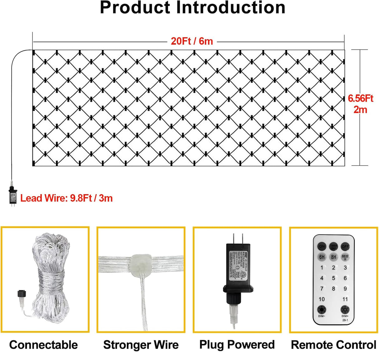 echosari Dual Color Changing Large Mesh Lights