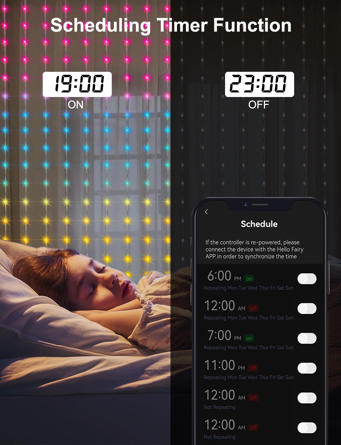 echosari Smart Curtain Lights 800 RGBIC LED