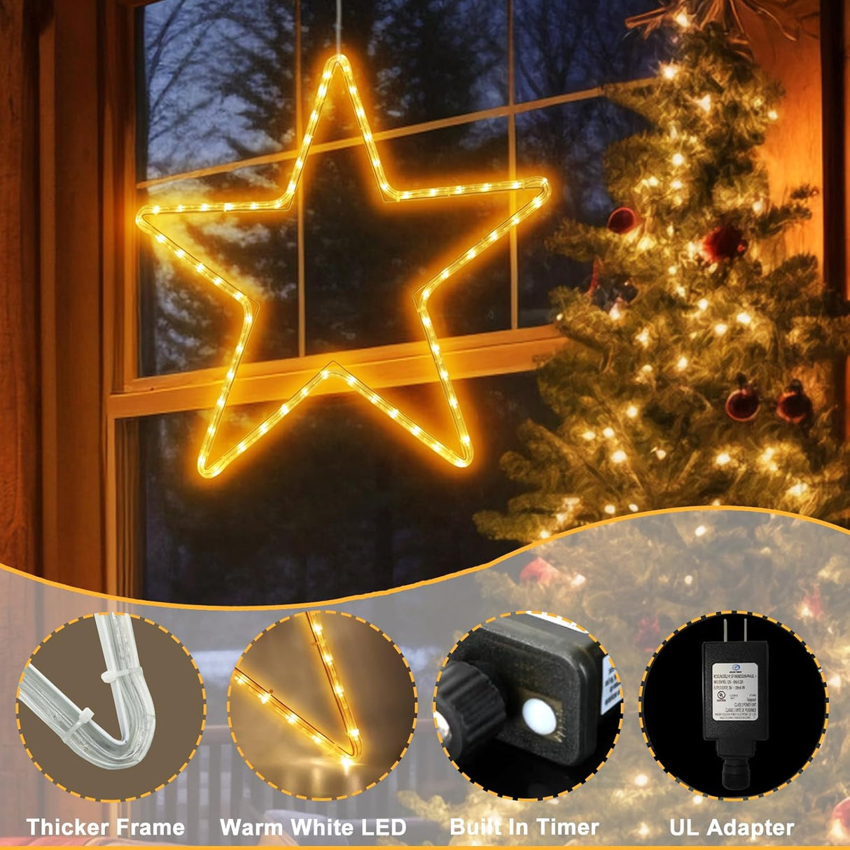 echosari 19.68" Star Outdoor Christmas Lights