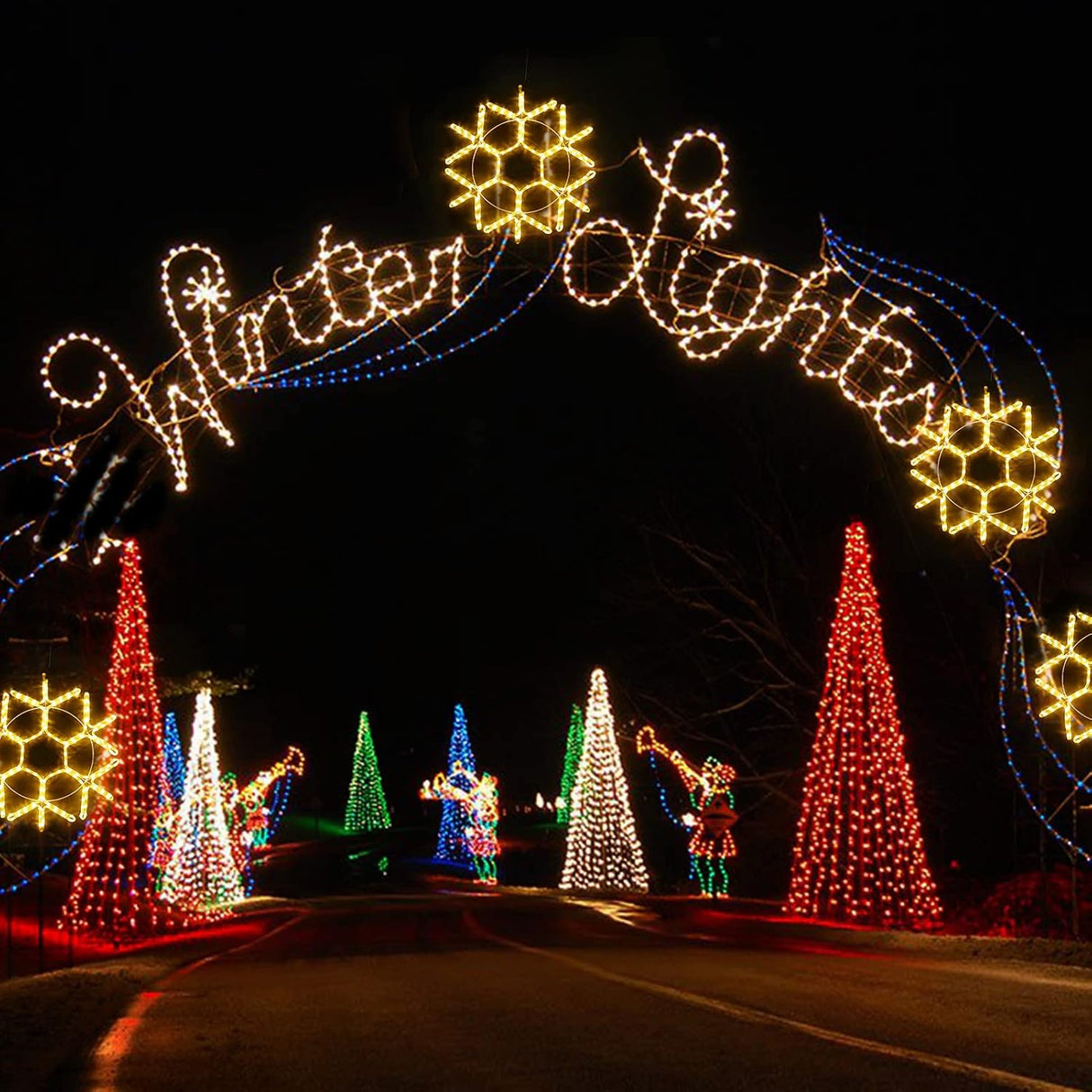 echosari 24-inch LED Christmas Snowflake Window Lights