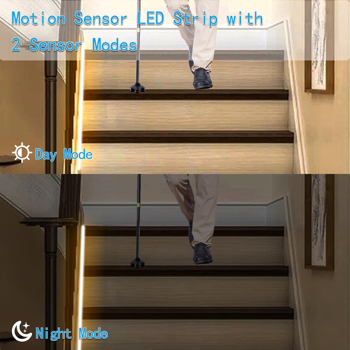 echosari Battery Operated Motion Sensor Cabinet Strip Lights(Warm White)