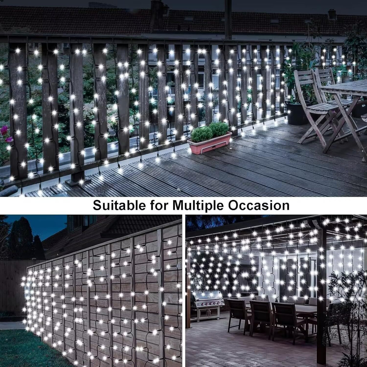 echosari 13ft x 3.3ft 200 LED Solar Curtain Lights(Cool White)