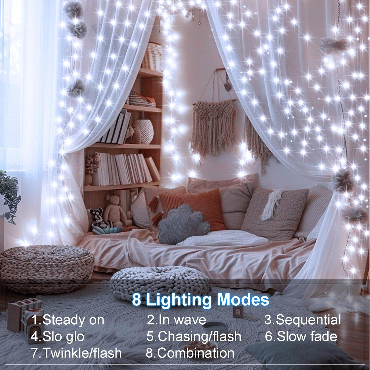 echosari 2 Pack Fairy String Lights Plug in(Cool White)