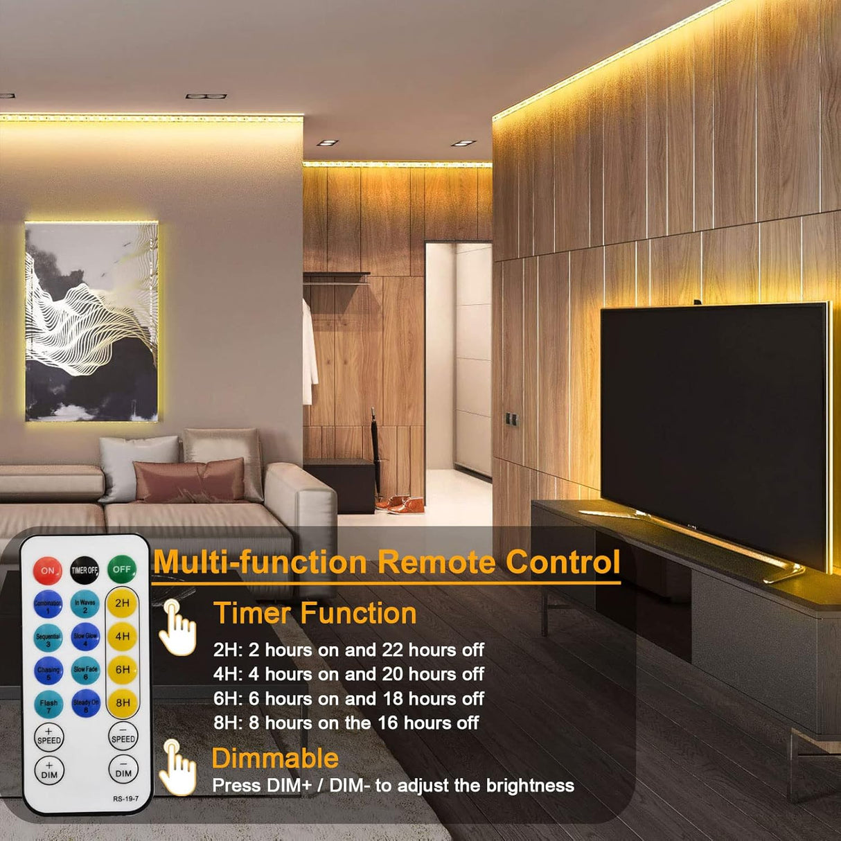 echosari 16.5ft Battery LED Strip Lights Warm White