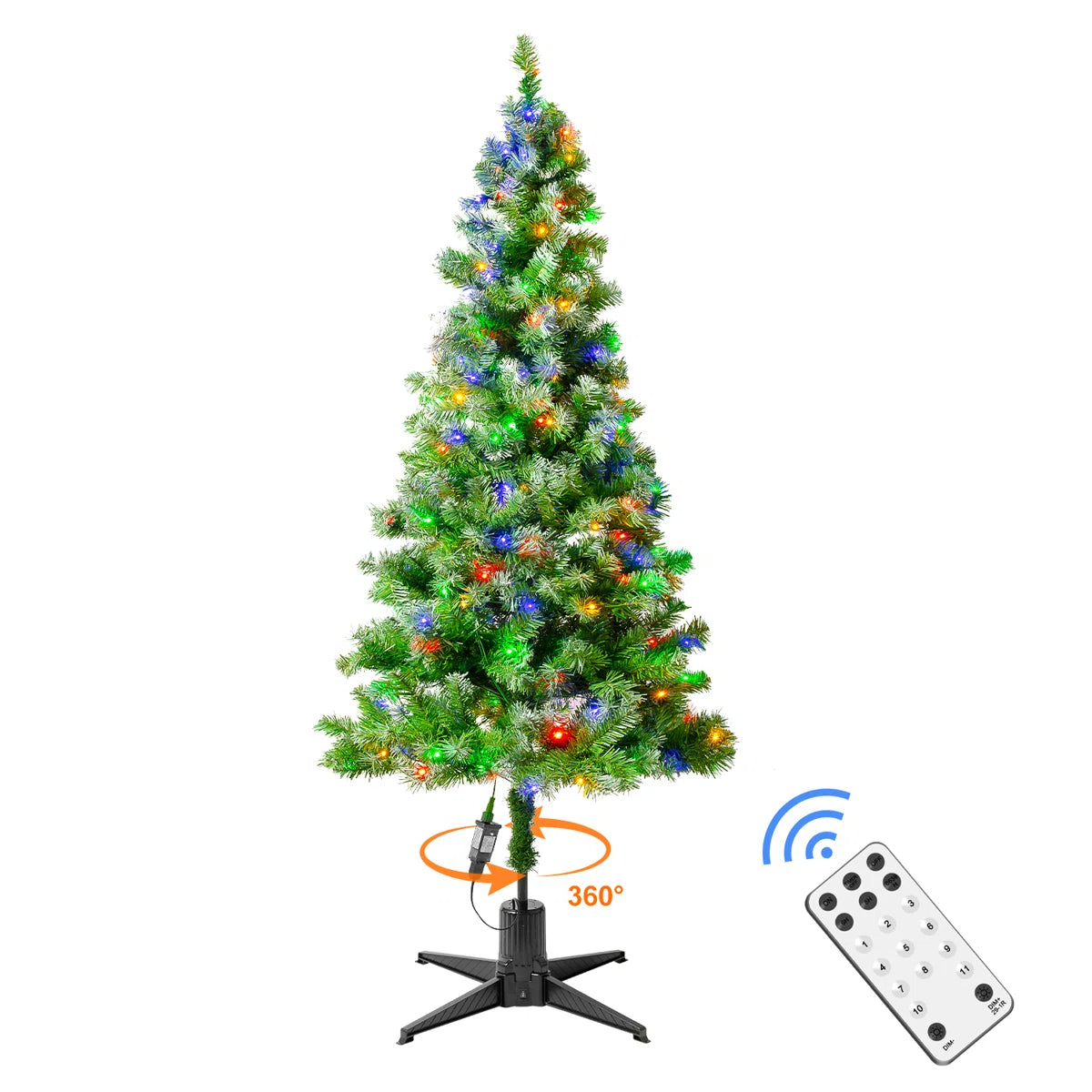 6.2Ft Rotating Artificial Christmas Tree with 360° Spinning Stand, Remote Control, Timer & Dimmable LED Lights