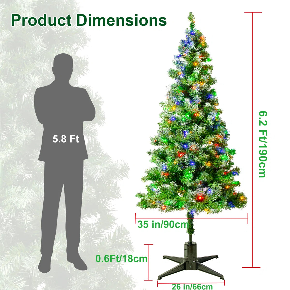 6.2Ft Rotating Artificial Christmas Tree with 360° Spinning Stand, Remote Control, Timer & Dimmable LED Lights