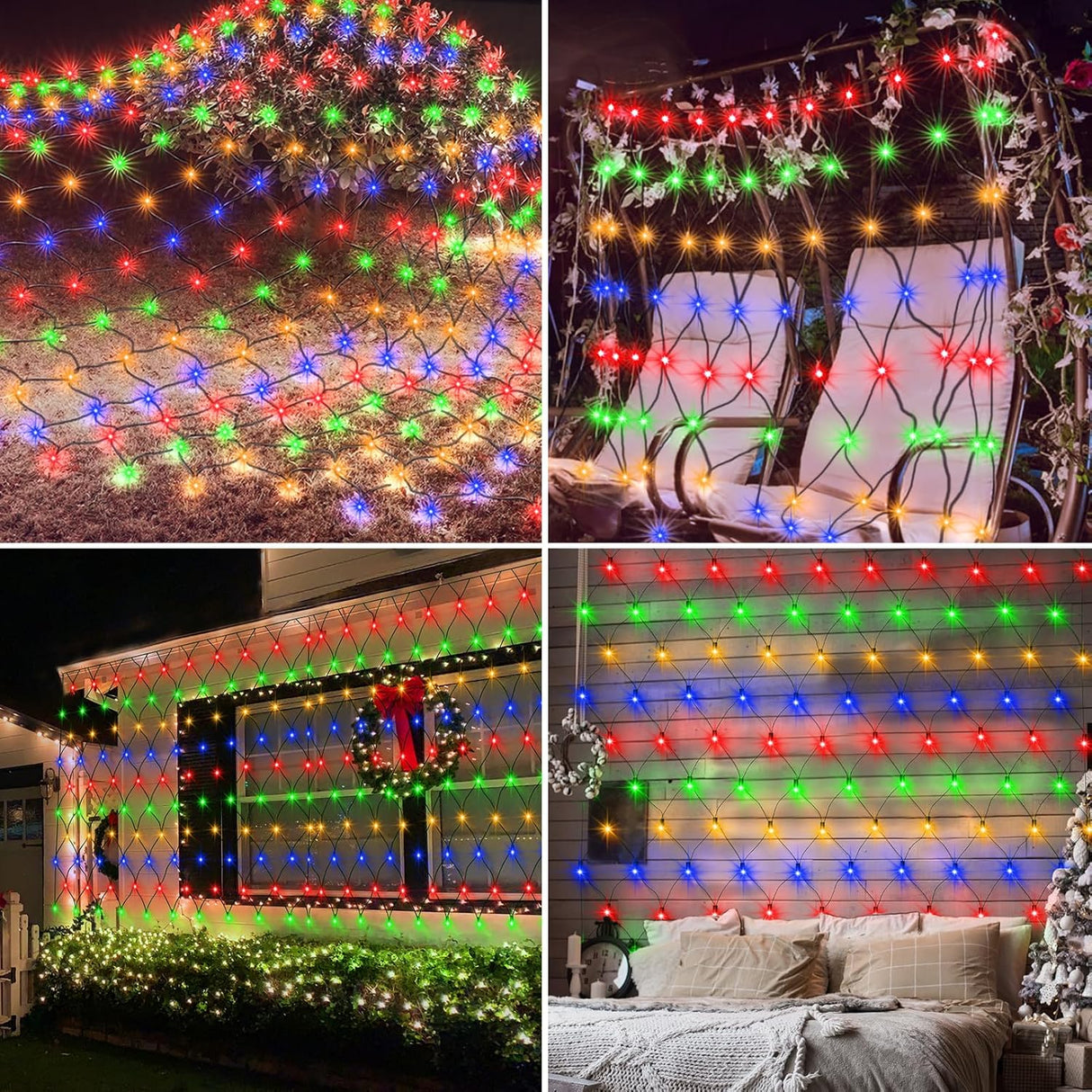 echosari  200 LED 9.8ft x 6.6ft  Solar Powered Net Lights(Multicolor)