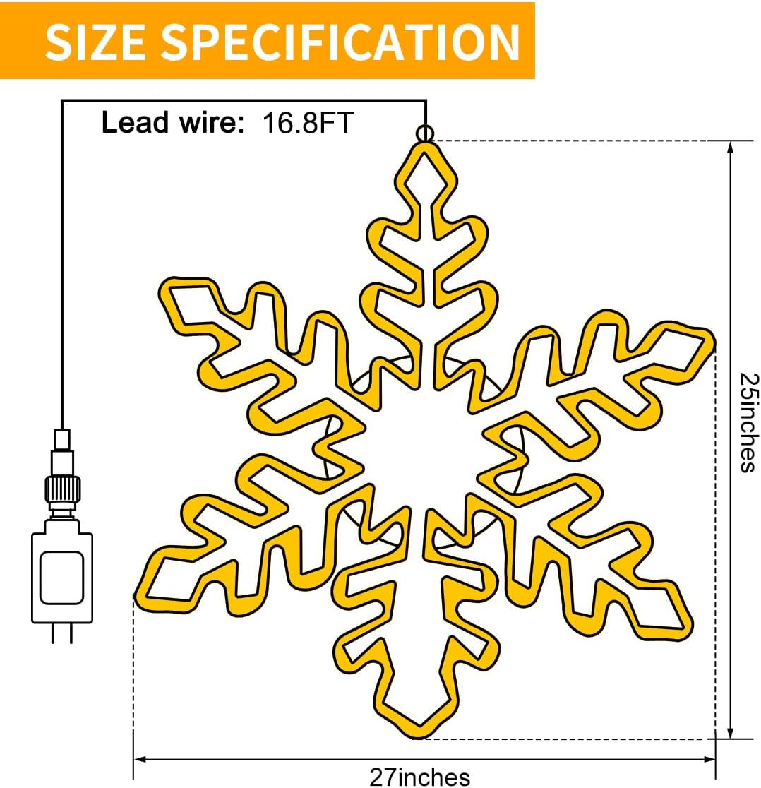 27" Christmas Big Snowflake Hanging Lights