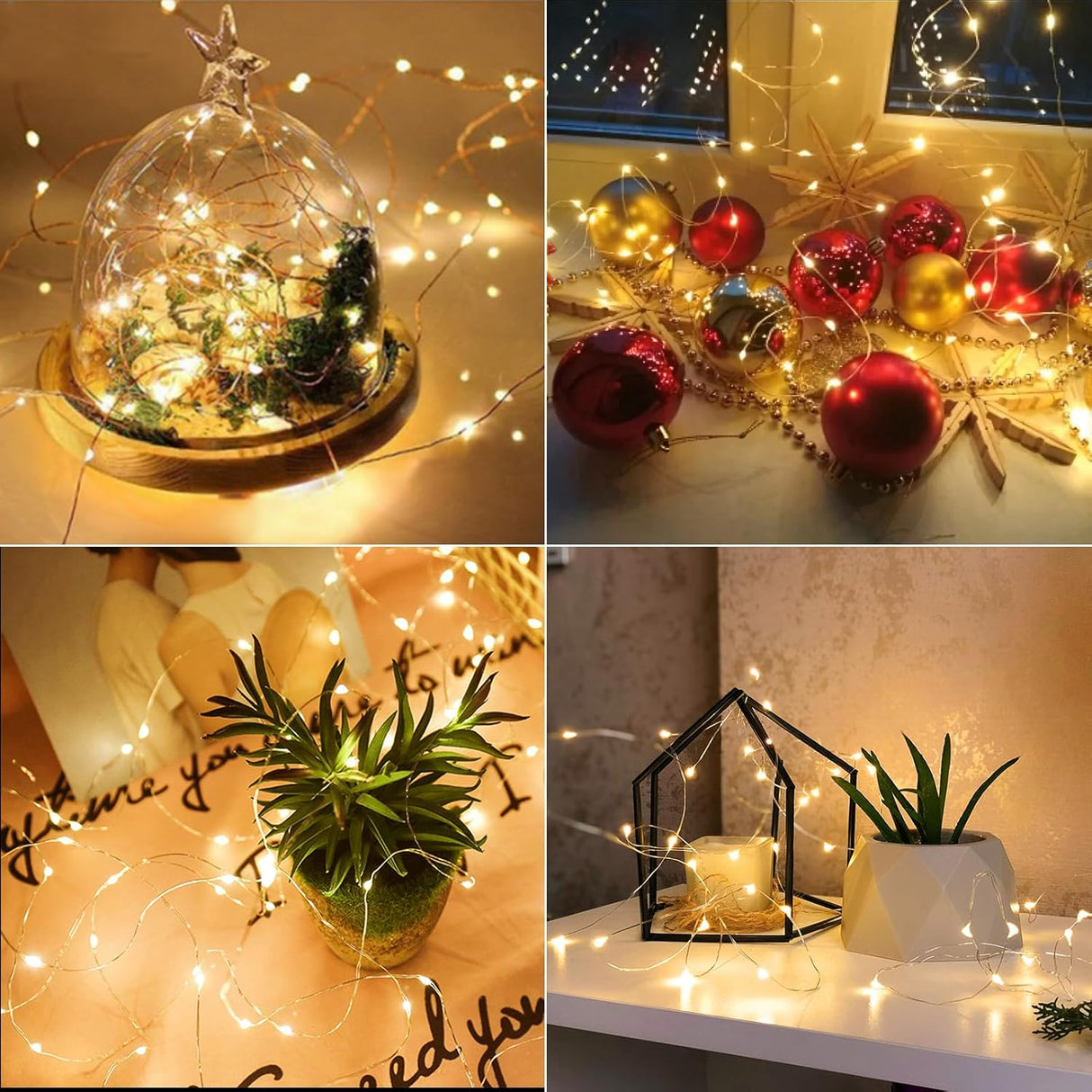 echosari 4 Pack Battery Operated Fairy Lights (Warm White)