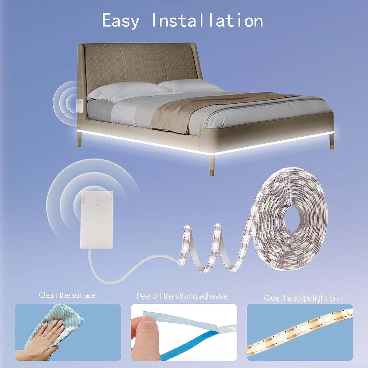 echosari Battery Operated Motion Sensor Cabinet Strip Lights(Cool White)