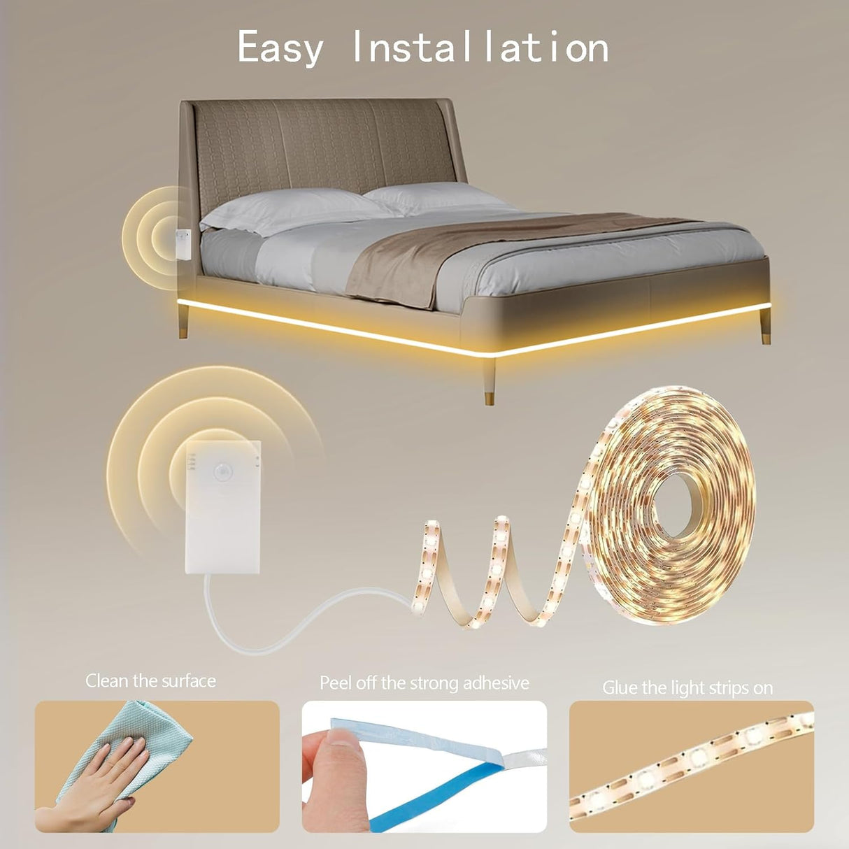 echosari Battery Operated Motion Sensor Cabinet Strip Lights(Warm White)