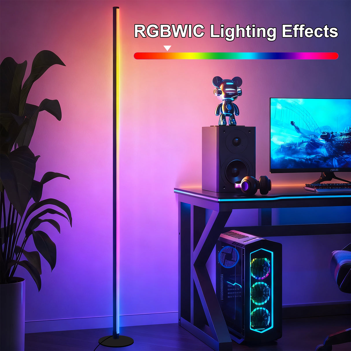 echosari Smart RGBICW LED Corner Floor Lamp
