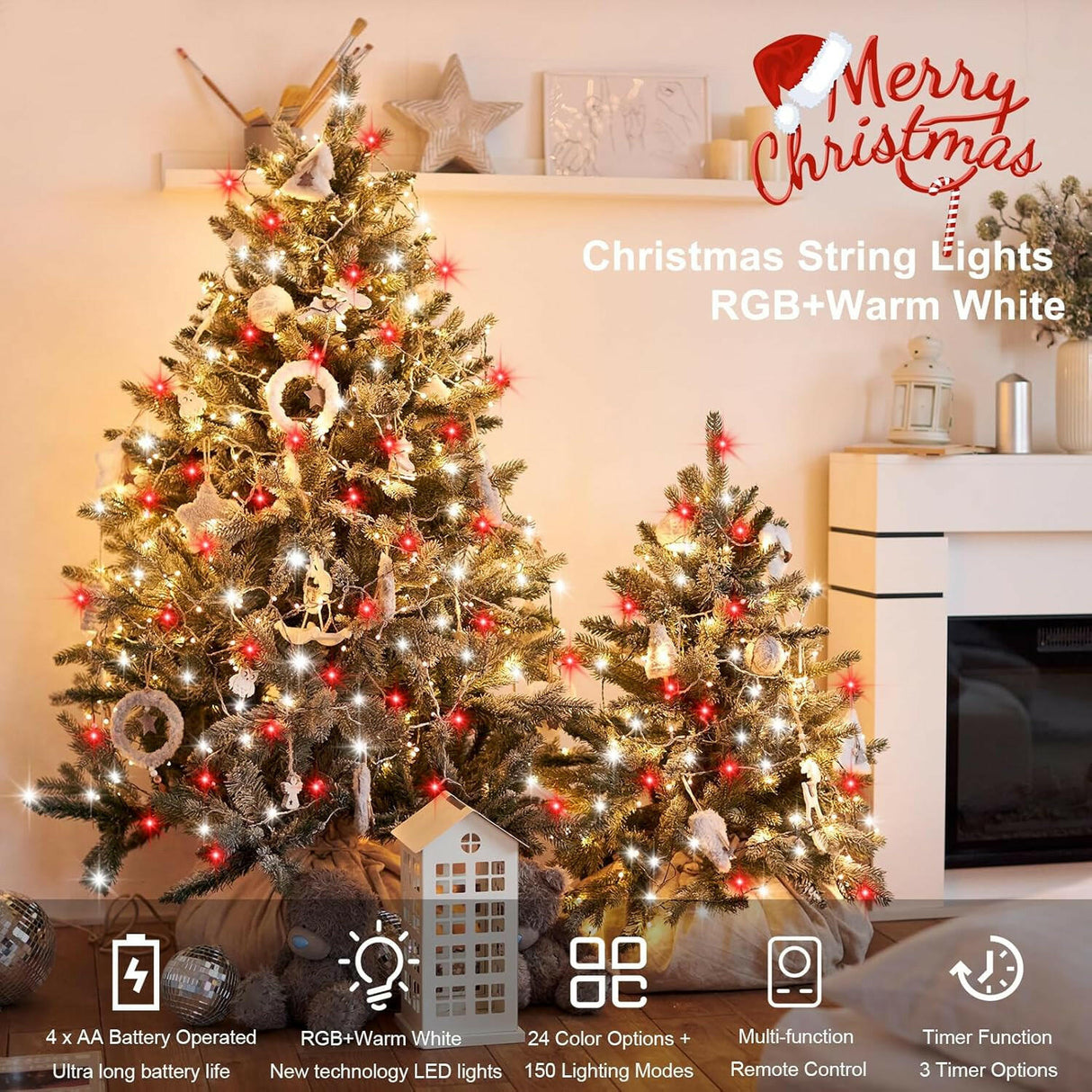 echosari Christmas String Lights  (Clear Wire)